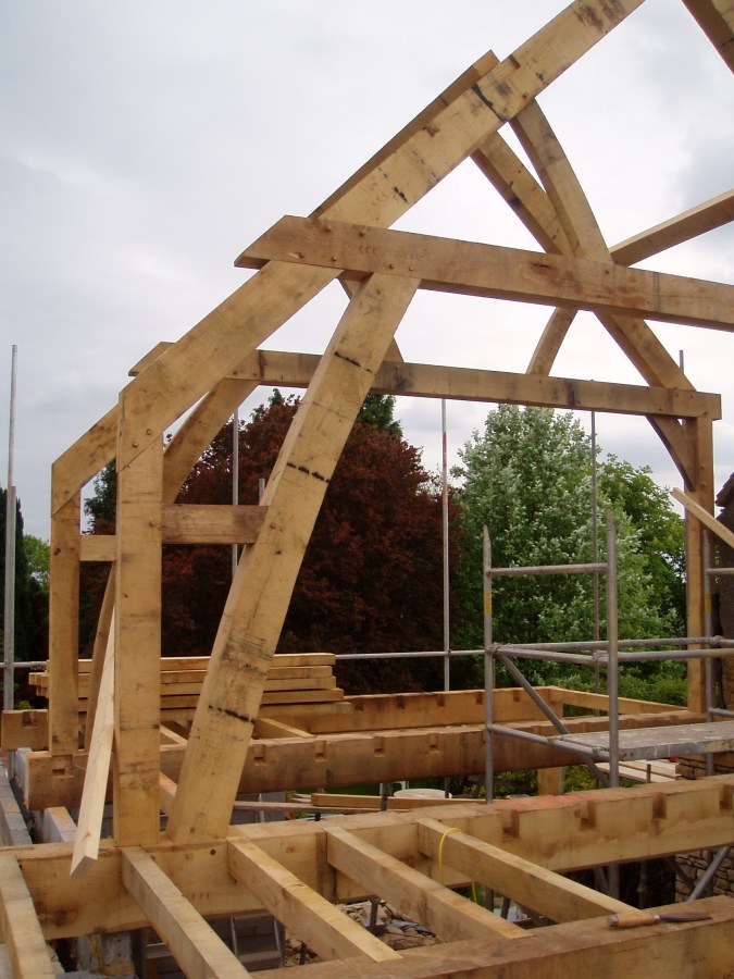 timber frame, extension, green oak, roof truss