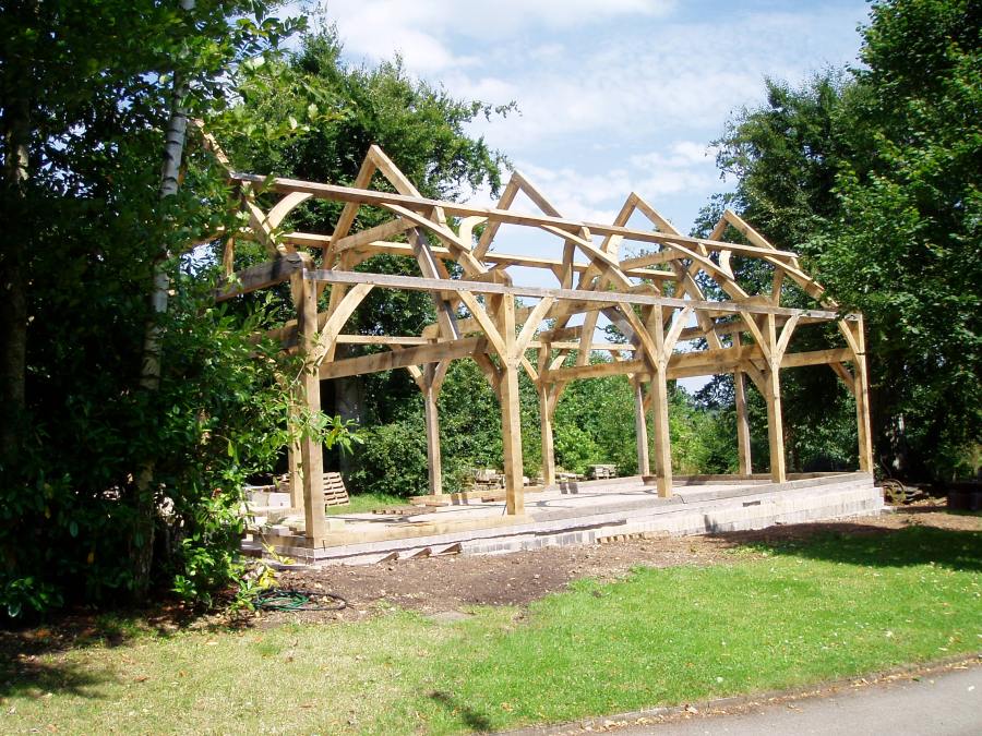 Camerton Court, barn, green oak, timber frame, roof trusses