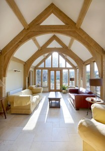 extension, conservatory, timber frame, arch brace truss, oak frame, green oak