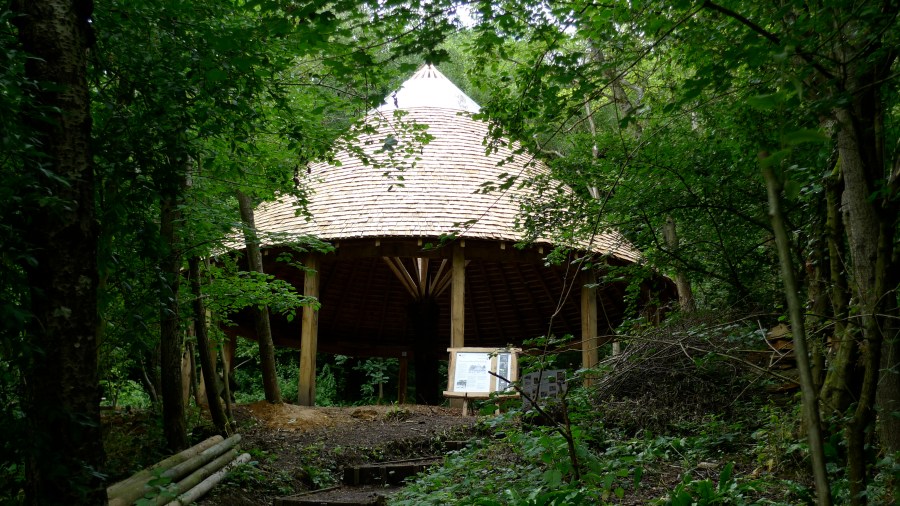 green oak frame for green woodworking shelter, Ruskin Mill