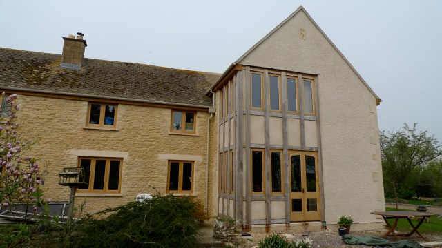 extension, green oak, oak frame, timber frame, timber framing