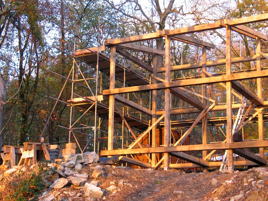 Moonshine, timber frame, oak frame, green oak, extension, Piers Taylor architect