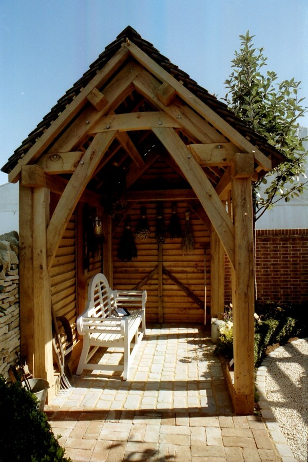 garden structure, green oak, timber frame