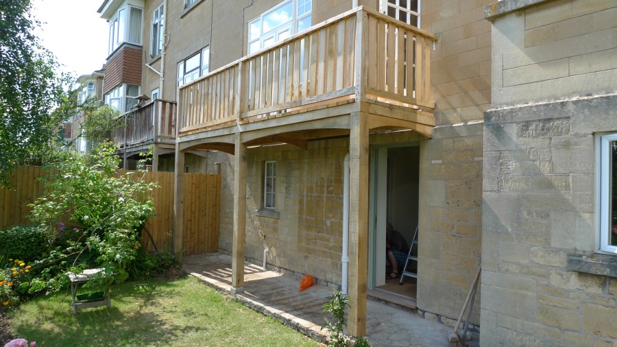 balcony, green oak, timber frame