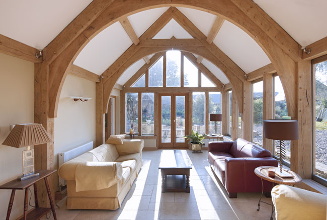conservatory, timber frame, carpenter, oak frame, arch braced truss