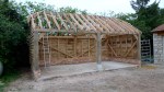 garage, chêne vert, charpente en chêne, charpente traditionnelle, Dordogne, France
